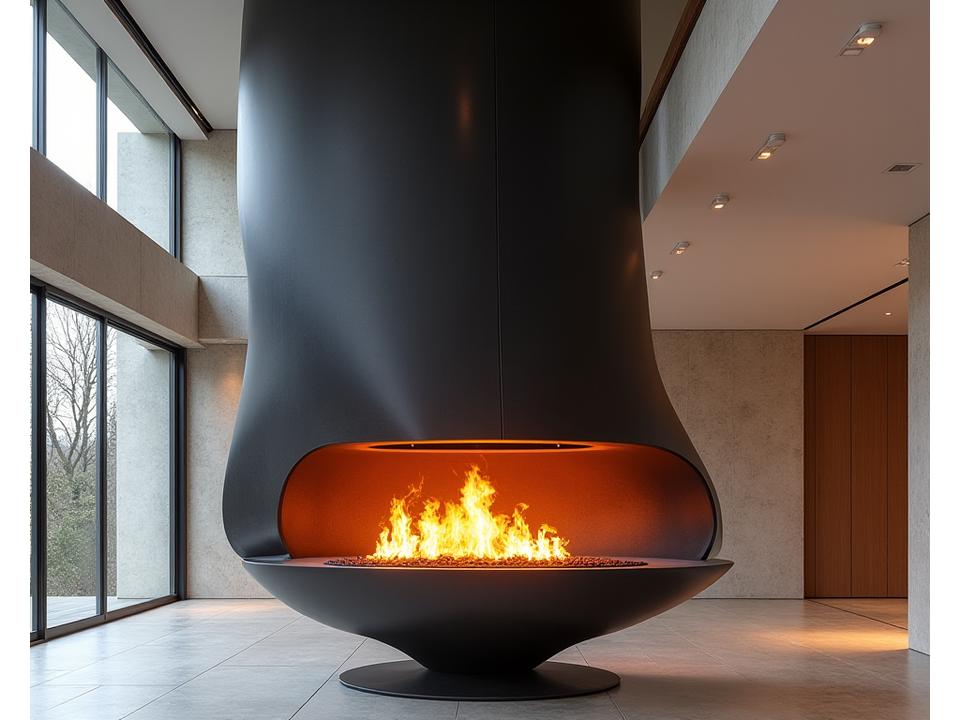 Chimenea suspendida diseño a medida